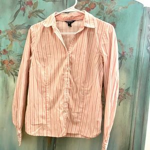 George button up white orange stripped s/ch 4-6 shirt. Good used condition.